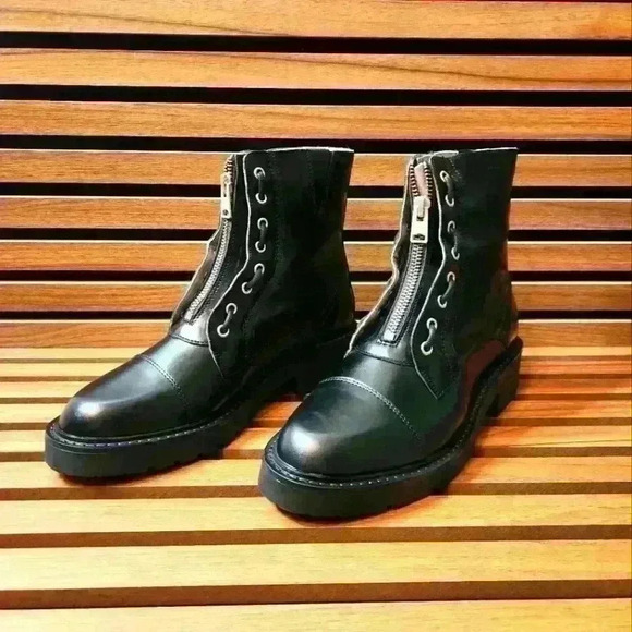 AllSaints Alaria Leather Combat Boots - Picture 1 of 11